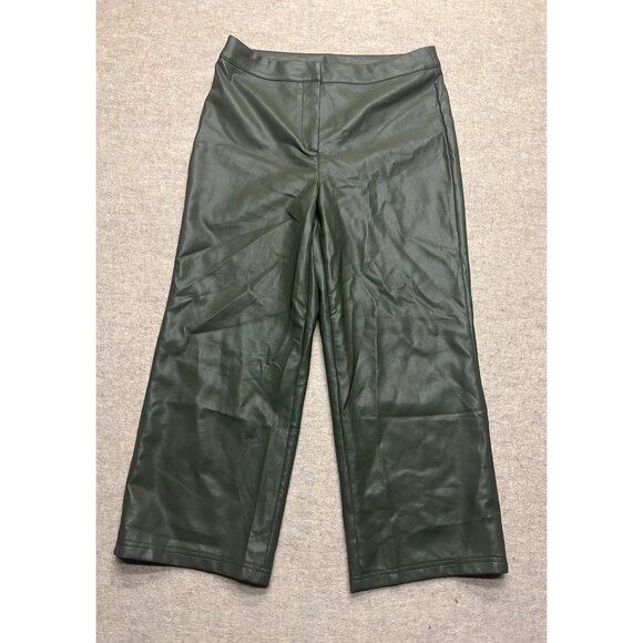 Bagatelle Collection Pants - Bagatelle Collection Green Vegan Leather Wide Leg High Rise Women's Pants Medium